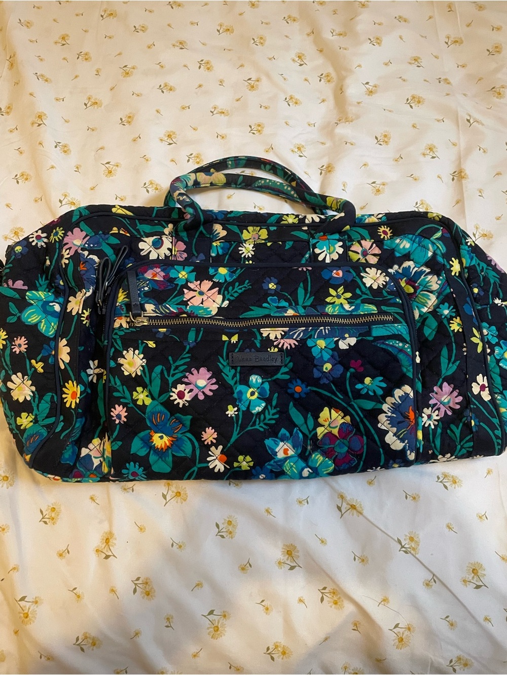 Vera Bradley Black Floral Quilted Travel Duffel